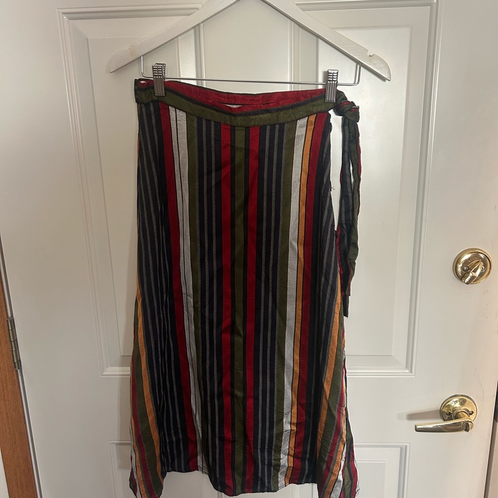 Zara Wrapped Striped Skirt - Red, Green, Black